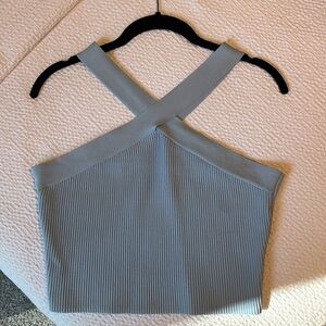 Sunday Skin Blue Ribbed Criss-Cross Top - Large